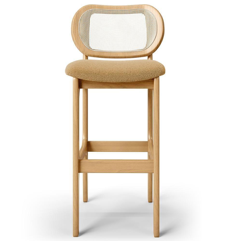 Kit 06 Banquetas Altas Para Cozinha Bancada Sala Tela Betta Fixa L02 Bouclê Mostarda - Lyam - 3