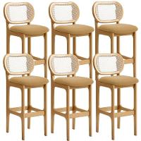 Kit 06 Banquetas Altas Para Cozinha Bancada Sala Tela Betta Fixa L02 Bouclê Mostarda - Lyam - 1