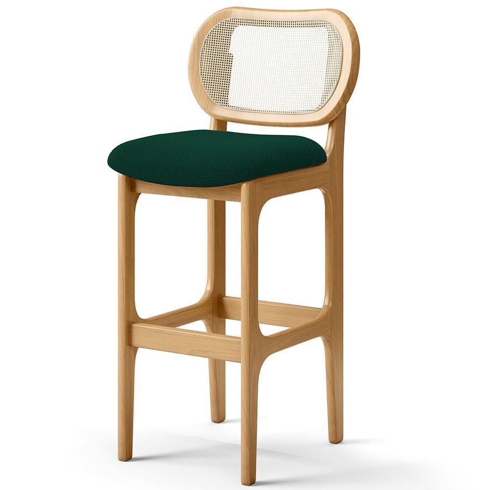 Kit 05 Banquetas Altas Para Cozinha Bancada Sala Tela Betta Fixa L02 Bouclê Verde - Lyam - 6