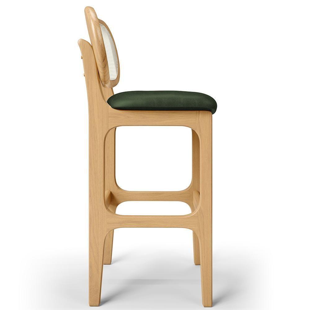 Banqueta Alta Para Cozinha Bancada Sala Tela Betta Fixa L02 Couríssimo Verde Musgo - Lyam - 2