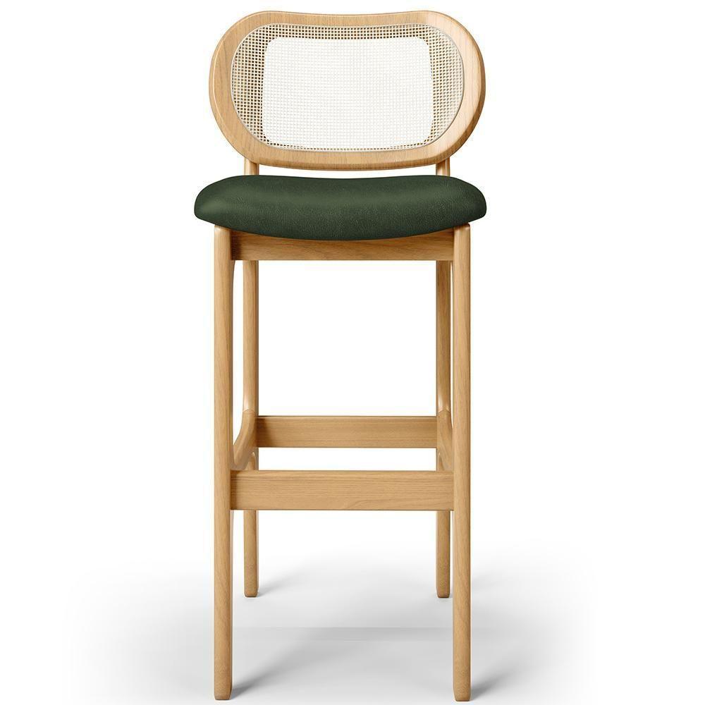 Banqueta Alta Para Cozinha Bancada Sala Tela Betta Fixa L02 Couríssimo Verde Musgo - Lyam - 5