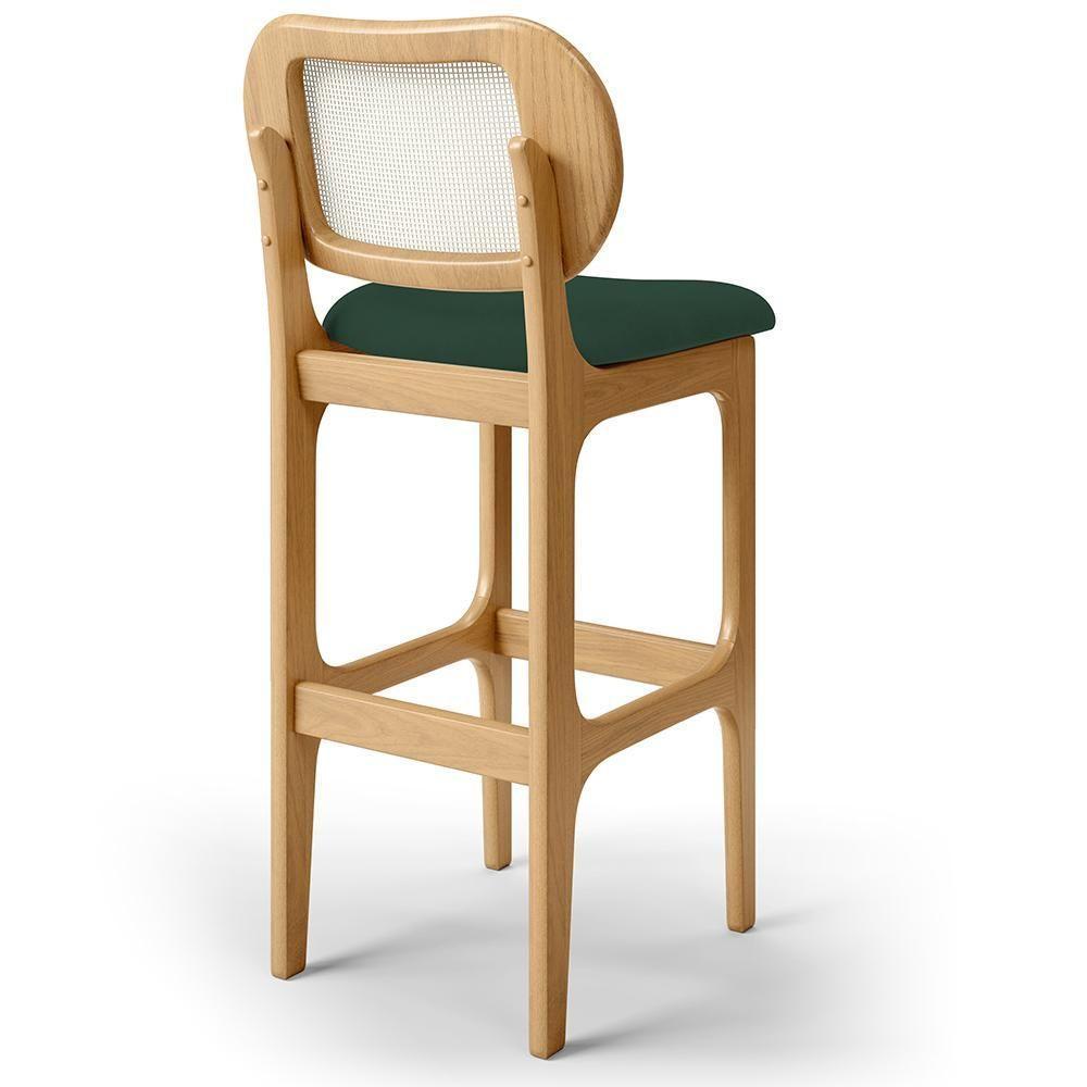 Kit 04 Banquetas Altas Para Cozinha Bancada Sala Tela Betta Fixa L02 Suede Verde Musgo - Lyam - 5