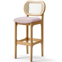 Kit 03 Banquetas Altas Para Cozinha Bancada Sala Tela Betta Fixa L02 Suede Rosê - Lyam - 6