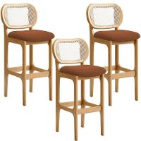 Kit 03 Banquetas Altas Para Cozinha Bancada Sala Tela Betta Fixa L02 Bouclê Terracota - Lyam - 1