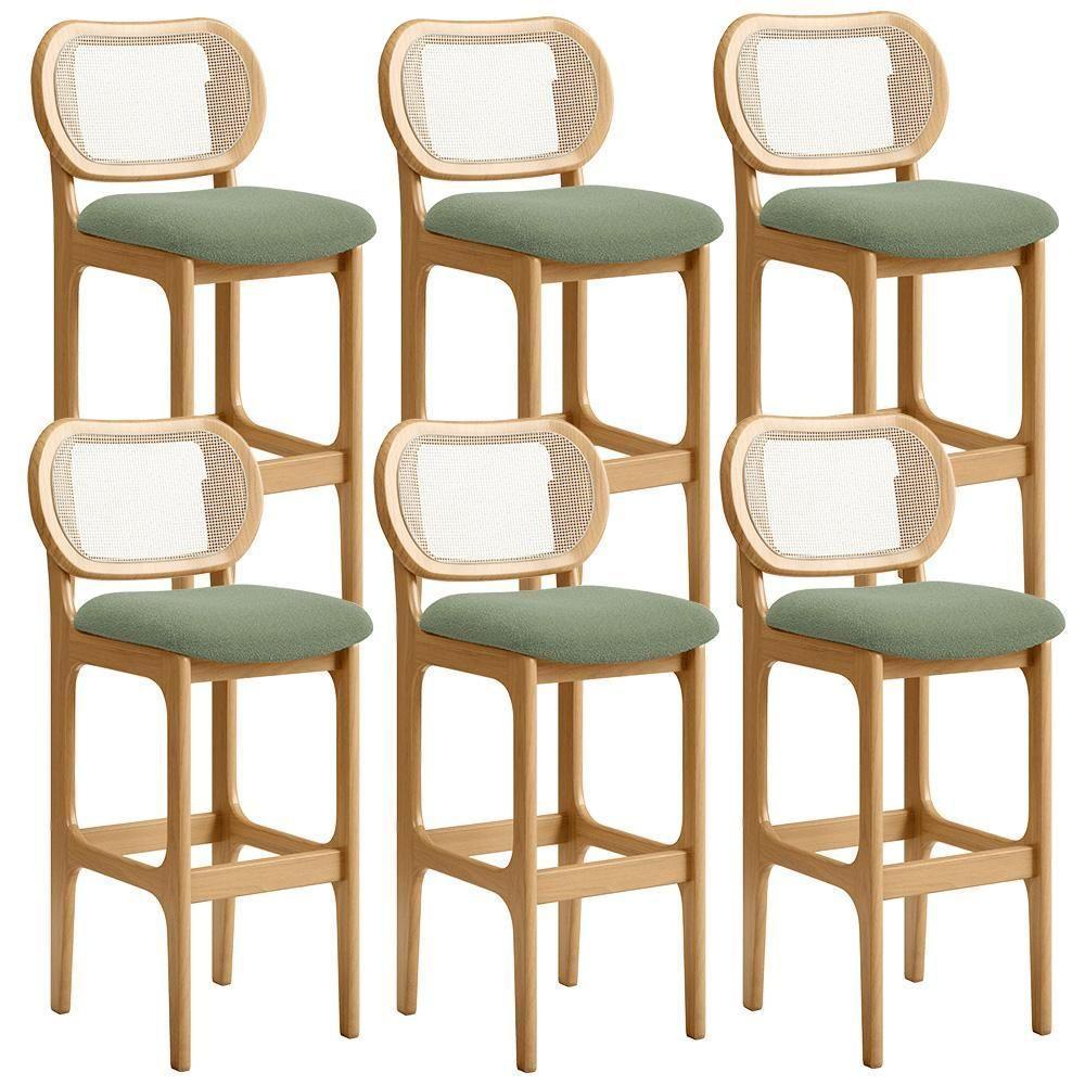 Kit 06 Banquetas Altas Para Cozinha Bancada Sala Tela Betta Fixa L02 Bouclê Oliva - Lyam - 1