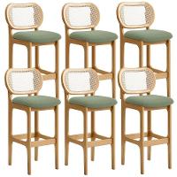 Kit 06 Banquetas Altas Para Cozinha Bancada Sala Tela Betta Fixa L02 Bouclê Oliva - Lyam - 1