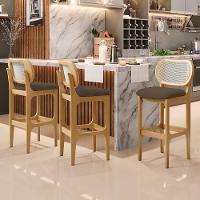 Kit 02 Banquetas Altas Para Cozinha Bancada Sala Tela Betta Fixa L02 Suede Marrom - Lyam - 7