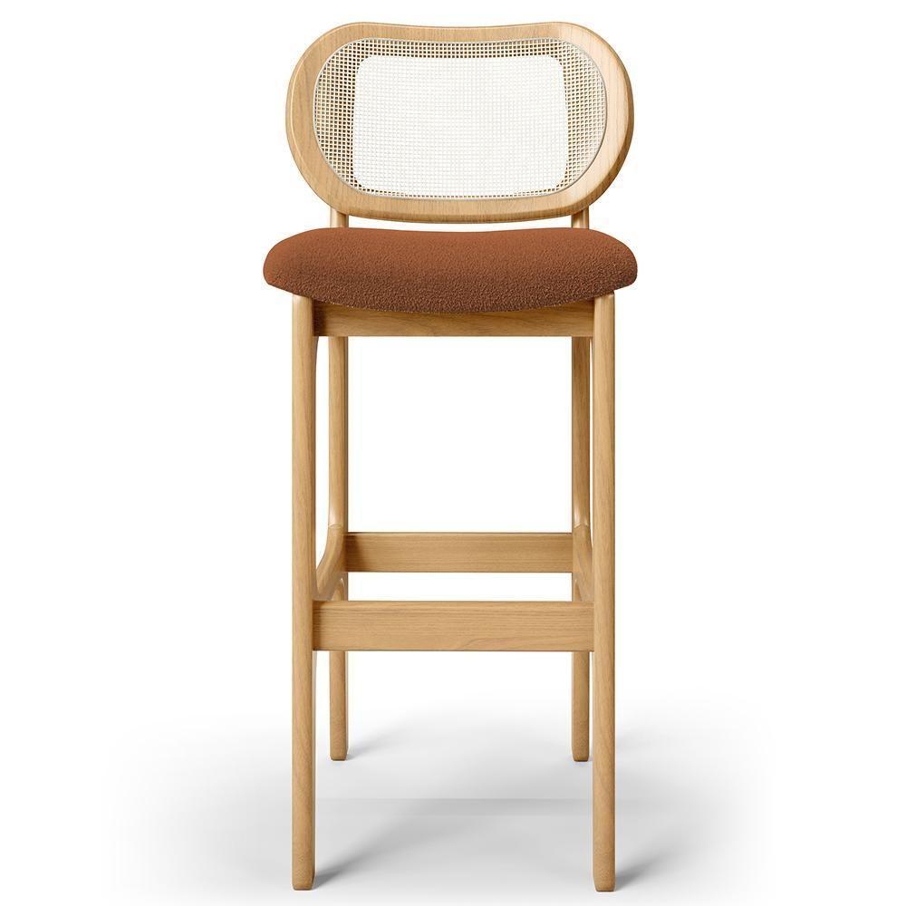 Kit 04 Banquetas Altas Para Cozinha Bancada Sala Tela Betta Fixa L02 Bouclê Terracota - Lyam - 3