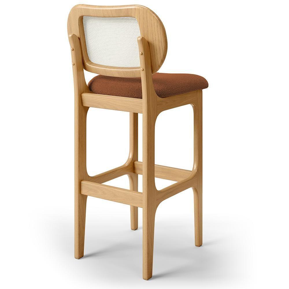 Kit 04 Banquetas Altas Para Cozinha Bancada Sala Tela Betta Fixa L02 Bouclê Terracota - Lyam - 5