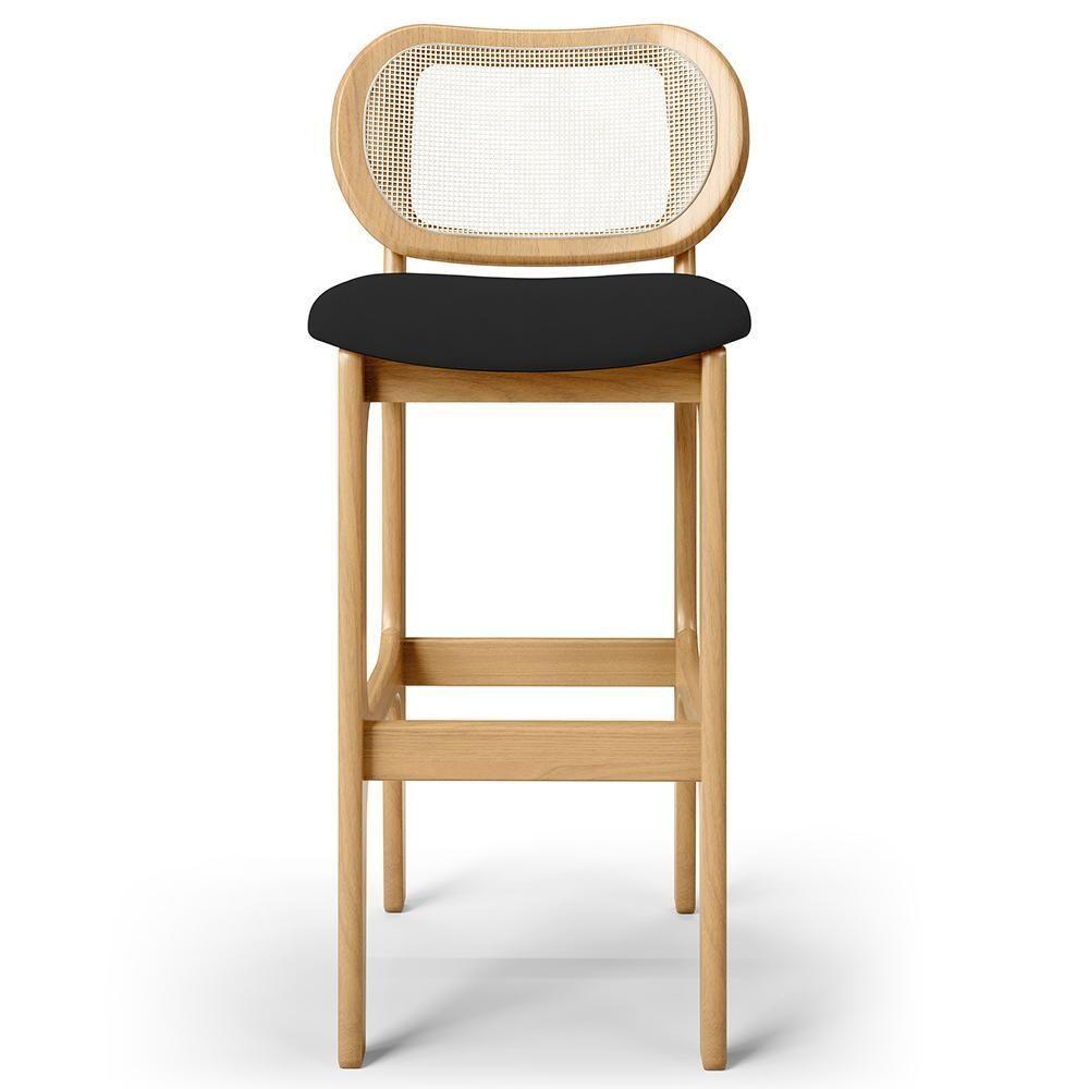 Kit 05 Banquetas Altas Para Cozinha Bancada Sala Tela Betta Fixa L02 Suede Preto - Lyam - 3