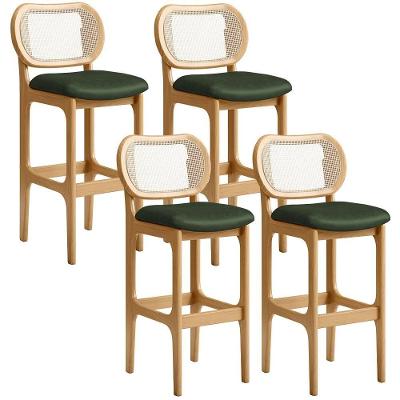 Kit 04 Banquetas Altas Para Cozinha Bancada Sala Tela Betta Fixa L02 Couríssimo Verde Musgo - Lyam