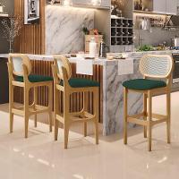 Kit 05 Banquetas Altas Para Cozinha Bancada Sala Tela Betta Fixa L02 Suede Verde Musgo - Lyam - 7