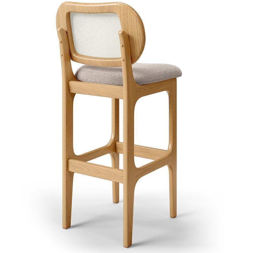 Kit 03 Banquetas Altas Para Cozinha Bancada Sala Tela Betta Fixa L02 Bouclê Creme - Lyam - 5