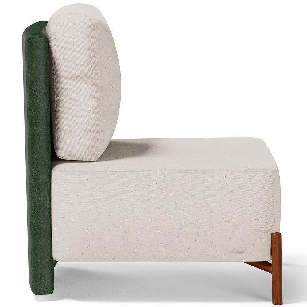 Kit 02 Poltronas Decorativas Sala De Estar Living Pés Madeira Hungria L02 Couríssimo Verde Linho Cru - Lyam - 3