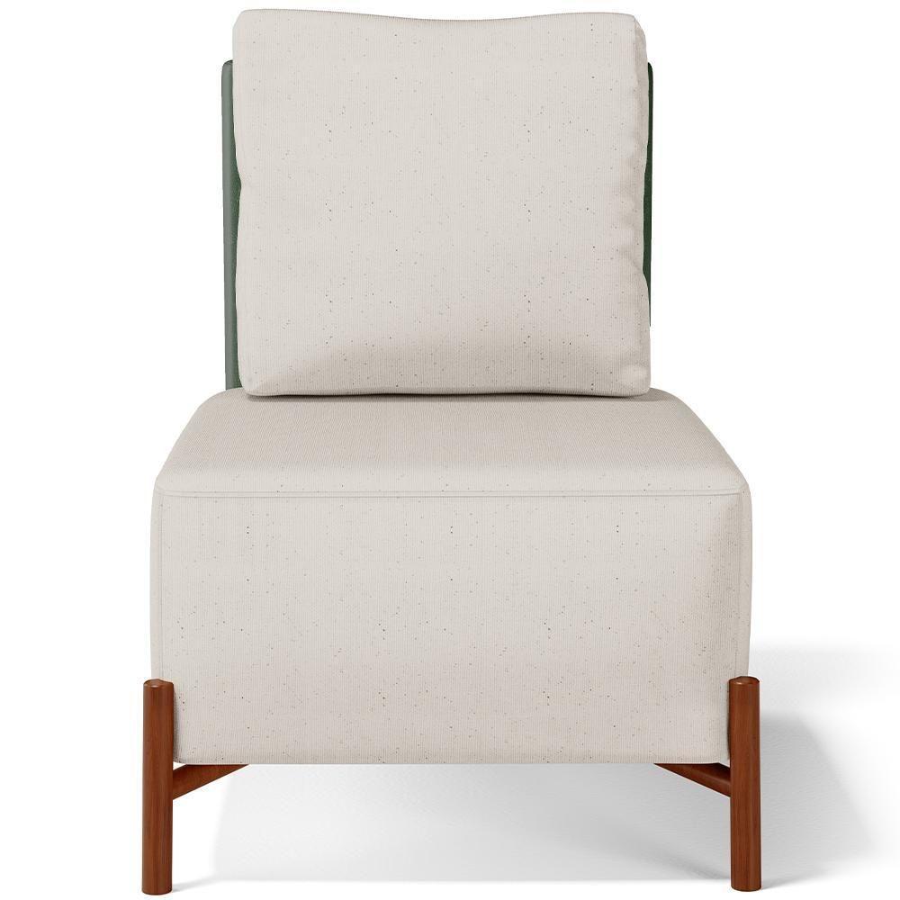 Kit 02 Poltronas Decorativas Sala De Estar Living Pés Madeira Hungria L02 Couríssimo Verde Linho Cru - Lyam - 4