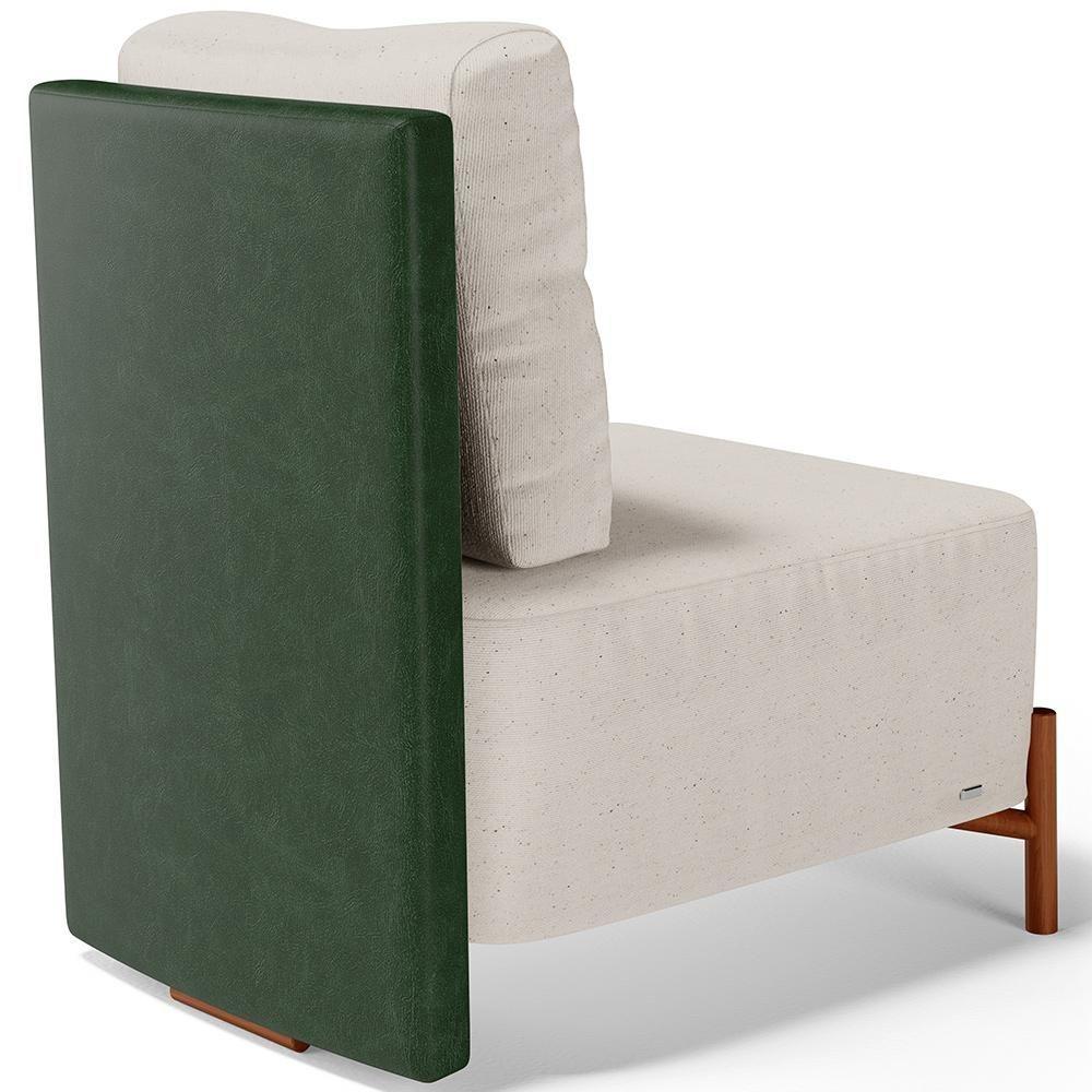 Kit 02 Poltronas Decorativas Sala De Estar Living Pés Madeira Hungria L02 Couríssimo Verde Linho Cru - Lyam - 5
