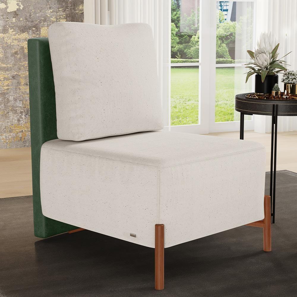 Kit 02 Poltronas Decorativas Sala De Estar Living Pés Madeira Hungria L02 Couríssimo Verde Linho Cru - Lyam - 8