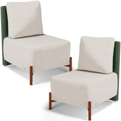 Kit 2 Poltronas Decorativas Hungria L02 Couríssimo Linho Verde Natural Lyam Decor