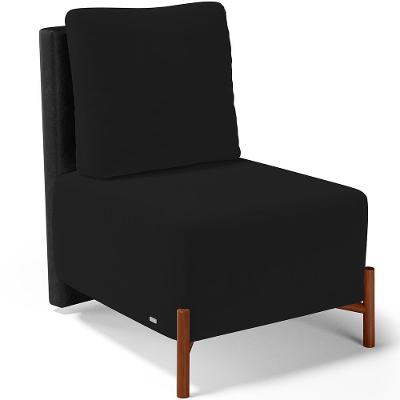 Poltrona Decorativa Hungria L02 Couríssimo Suede Preto Lyam Decor