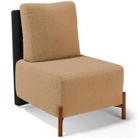 Poltrona Decorativa Sala De Estar Living Pés Madeira Hungria L02 Couríssimo Preto Bouclê Mostarda - 1