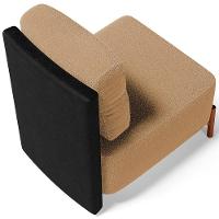 Poltrona Decorativa Sala De Estar Living Pés Madeira Hungria L02 Couríssimo Preto Bouclê Mostarda - 2