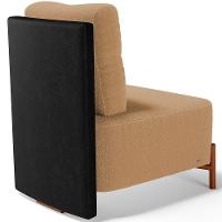 Poltrona Decorativa Sala De Estar Living Pés Madeira Hungria L02 Couríssimo Preto Bouclê Mostarda - 5