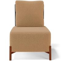 Poltrona Decorativa Sala De Estar Living Pés Madeira Hungria L02 Couríssimo Preto Bouclê Mostarda - 6