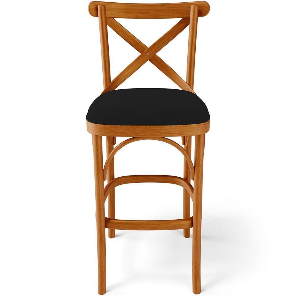 Kit 03 Banquetas Altas Cozinha Bancada Bar Sala De Jantar Estofada ávila L02 Suede Preto - Lyam - 3