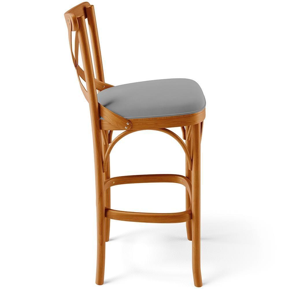 Kit 03 Banquetas Altas Cozinha Bancada Bar Sala De Jantar Estofada ávila L02 Suede Cinza - Lyam - 2