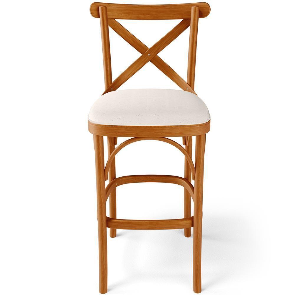 Kit 05 Banquetas Altas Cozinha Bancada Bar Sala De Jantar Estofada ávila L02 Linho Cru - Lyam - 3