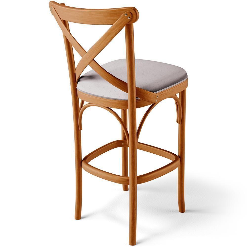 Kit 05 Banquetas Altas Cozinha Bancada Bar Sala De Jantar Estofada ávila L02 Linho Bege - Lyam - 5