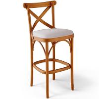 Kit 05 Banquetas Altas Cozinha Bancada Bar Sala De Jantar Estofada ávila L02 Linho Bege - Lyam - 6