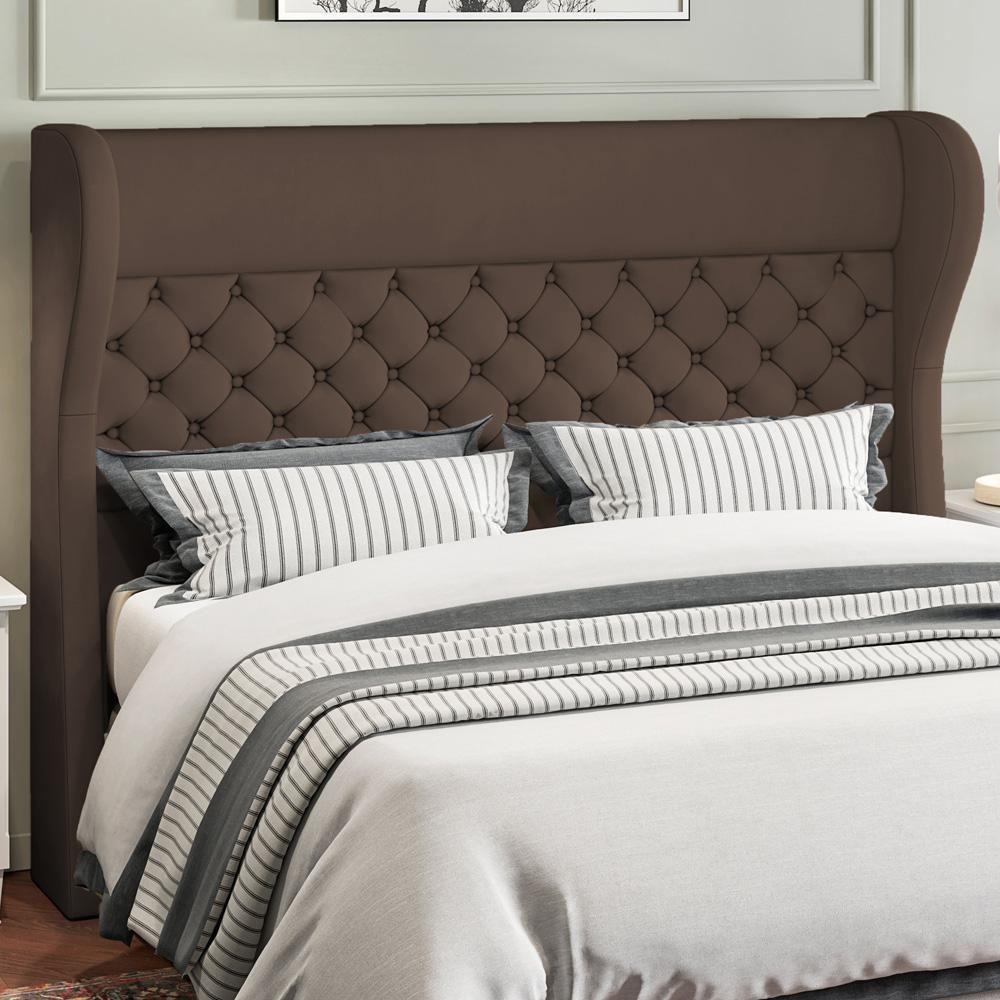 Cabeceira Cama Box Casal 140 Cm P05 Madrid Veludo Marrom - 5