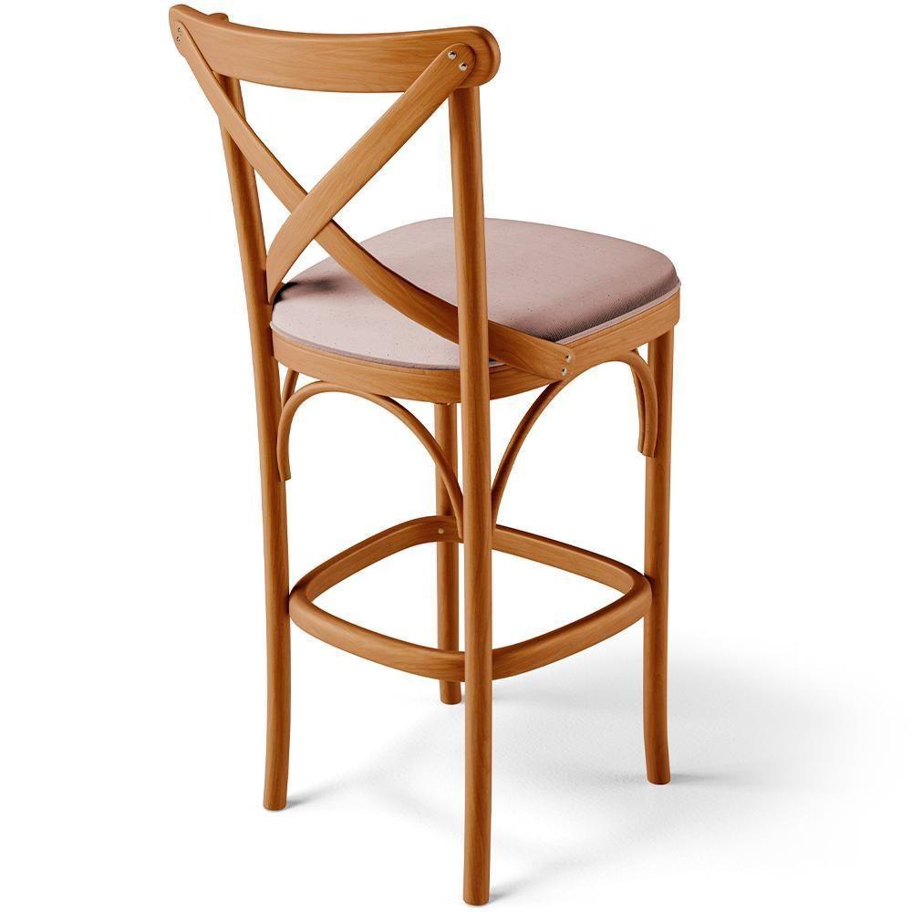 Kit 06 Banquetas Altas Cozinha Bancada Bar Sala De Jantar Estofada ávila L02 Linho Rosê - Lyam - 5