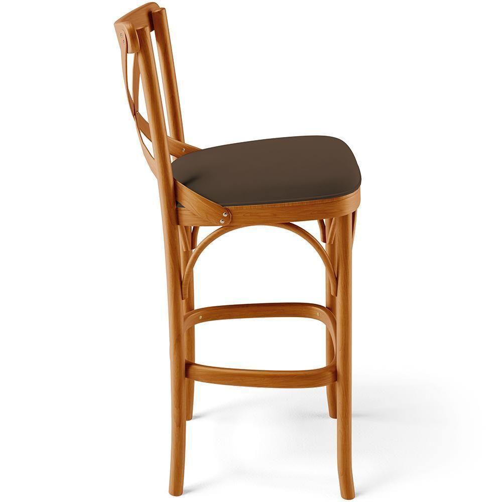 Kit 03 Banquetas Altas Bancada Bar Sala De Jantar Estofada ávila L02 Suede Marrom - 2