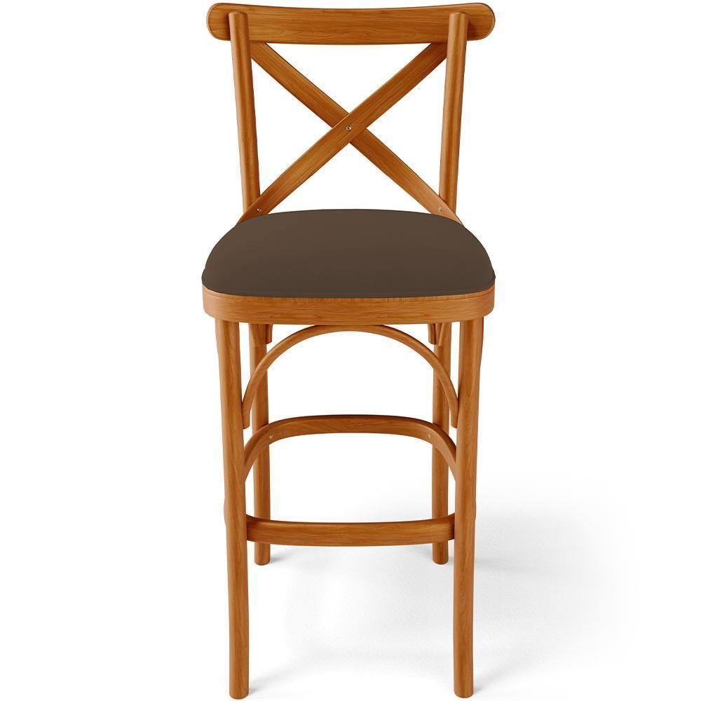 Kit 03 Banquetas Altas Bancada Bar Sala De Jantar Estofada ávila L02 Suede Marrom - 3