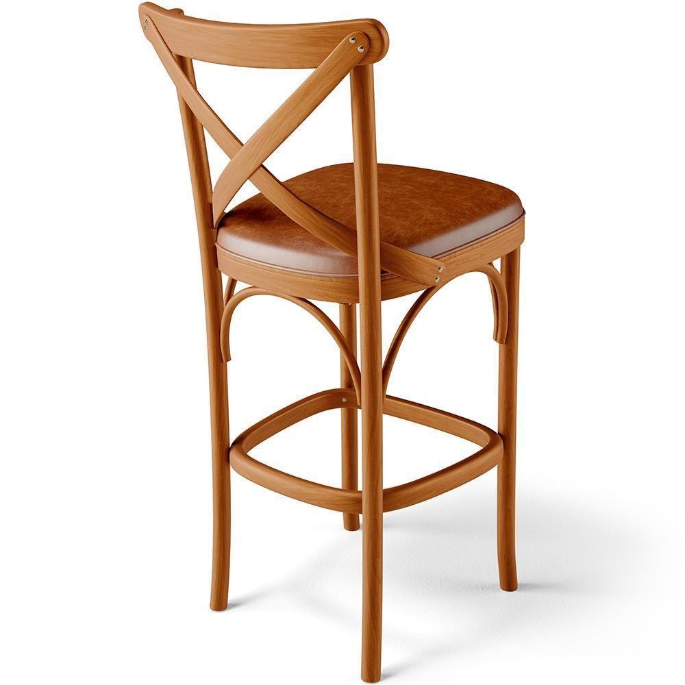 Kit 02 Banquetas Altas Cozinha Bancada Bar Sala De Jantar Estofada ávila L02 Couríssimo Camel - Lyam - 5