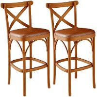 Kit 02 Banquetas Altas Cozinha Bancada Bar Sala De Jantar Estofada ávila L02 Couríssimo Camel - Lyam - 1