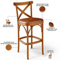 Kit 02 Banquetas Altas Cozinha Bancada Bar Sala De Jantar Estofada ávila L02 Couríssimo Camel - Lyam - 8