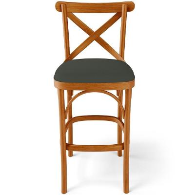 Kit 2 Banquetas Altas Ávila L02 Madeira Maciça Assento Estofado Verde musgo Lyam Decor
