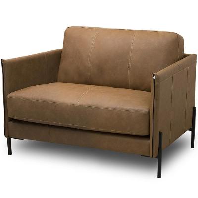 Poltrona Decorativa Amábile L06 Para Sala Living Couro Camel Lyam Decor