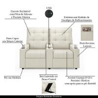 Poltrona Do Papai Reclinável Cinema 2 Lugares Manual Baú Usb Haifa F05 Veludo Bege - Lyam Decor - 2