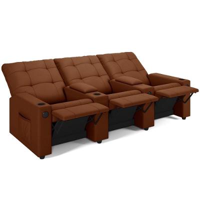 Poltrona Do Papai Reclinável Haifa F05 3 Lugares Veludo Terracota Lyam Decor