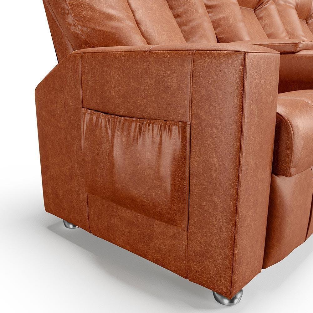 Poltrona Do Papai Reclinável Manual 3 Lugares Sala De Cinema Romeo F05 Facto Camel - 4