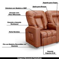 Poltrona Do Papai Reclinável Manual 3 Lugares Sala De Cinema Romeo F05 Facto Camel - 7