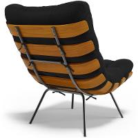 Poltrona Costela L02 Com Puff Sala De Estar Bouclê Preto - Lyam Decor - 2