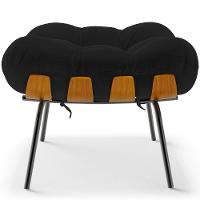 Poltrona Costela L02 Com Puff Sala De Estar Bouclê Preto - Lyam Decor - 6