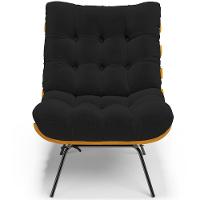 Poltrona Costela L02 Com Puff Sala De Estar Bouclê Preto - Lyam Decor - 8