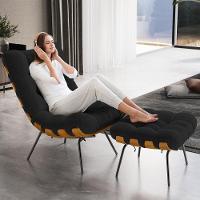 Poltrona Costela L02 Com Puff Sala De Estar Bouclê Preto - Lyam Decor - 9