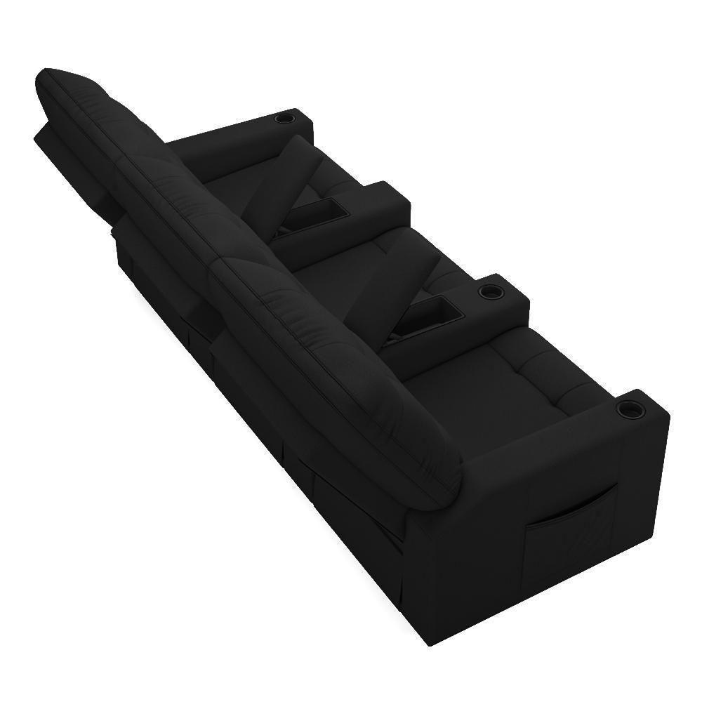 Poltrona Do Papai Reclinável Cinema 3 Lugares Manual Baú Usb Haifa F05 Facto Preto - Lyam Decor - 2